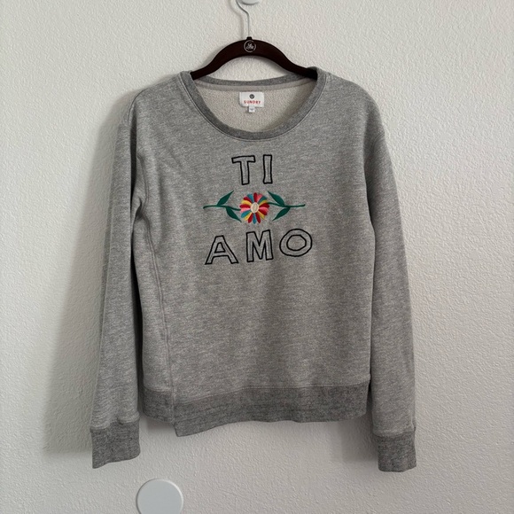 Sundry Women's Size 1 (Small) Heather Gray Ti Amo Pullover Sweater - Picture 2 of 6